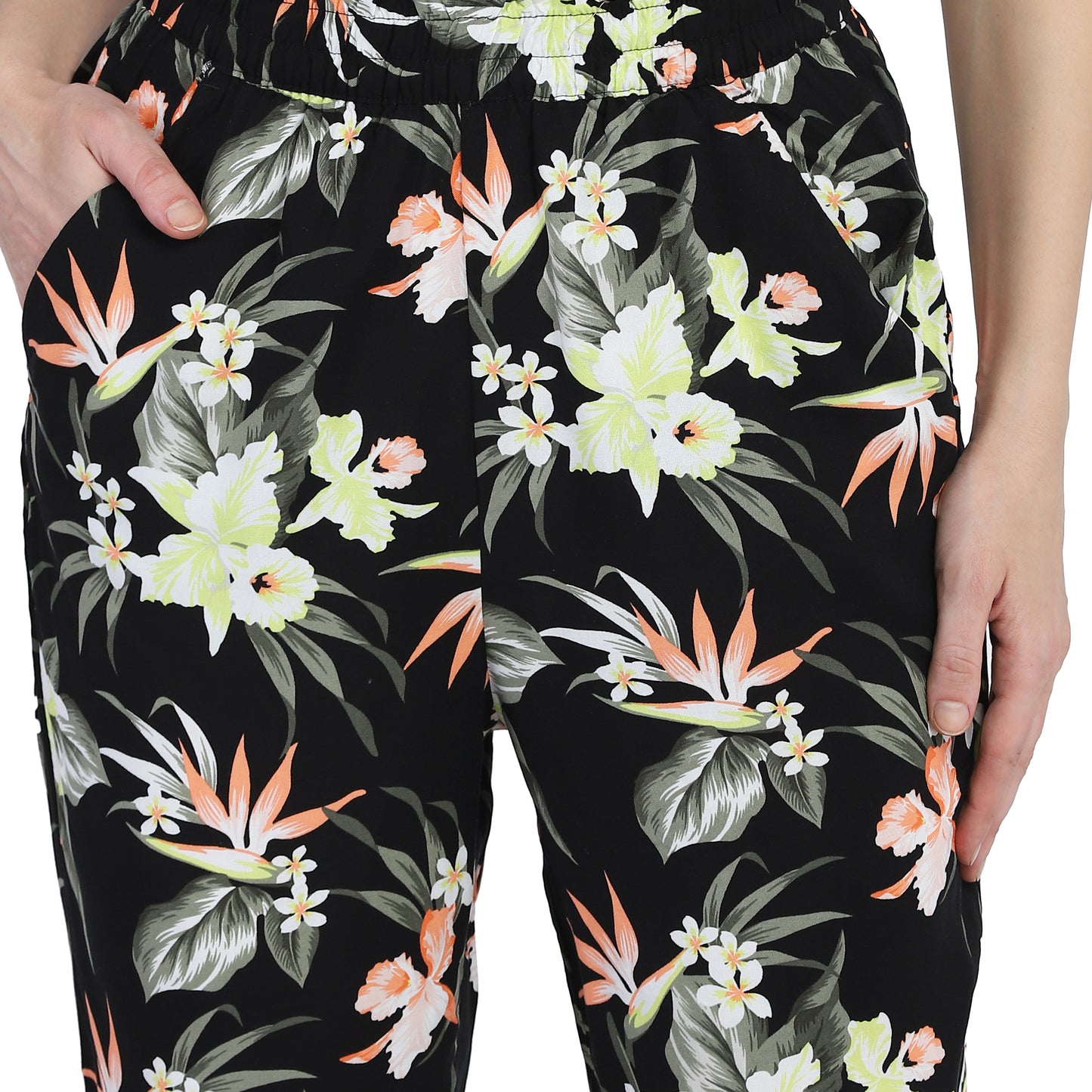 Floral Leaf Print Ankle Length Tulip Multicolor Trouser