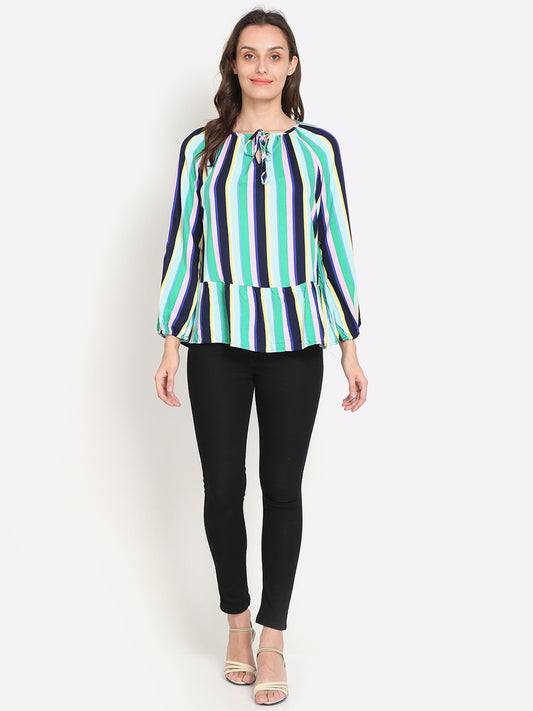 Viscose Full Sleeve Striped Summer Top