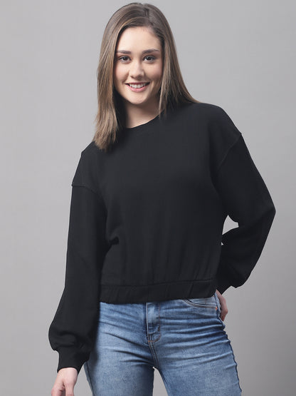 Round Neck Full Sleeve Black Sweater