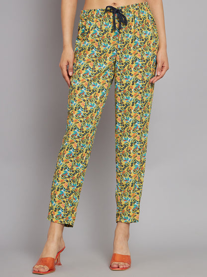 Regular Fit Polyester Printed Elastic waistband Multicolor Trouser
