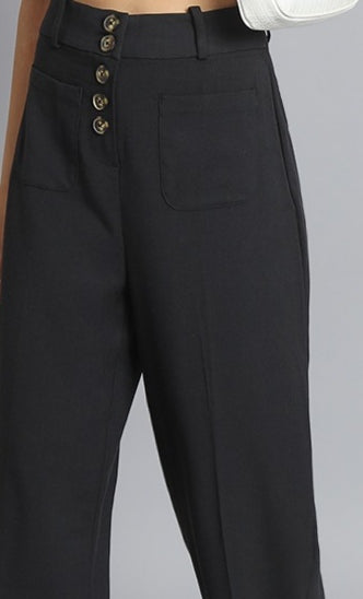 Office wear plus Size Button-Front Wide Leg Pants