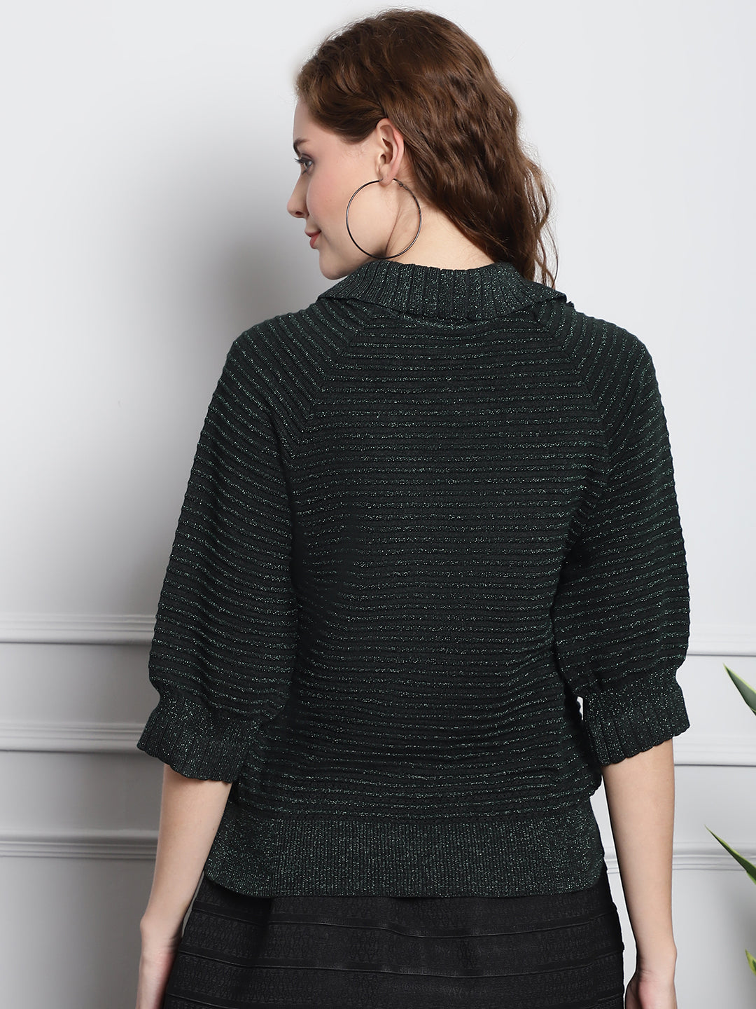 Shimmering Pattern Dark Green Top