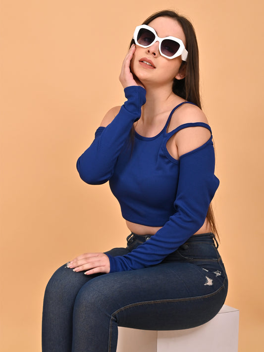 Blue Dusk Dual-Strap Crop Blue Top