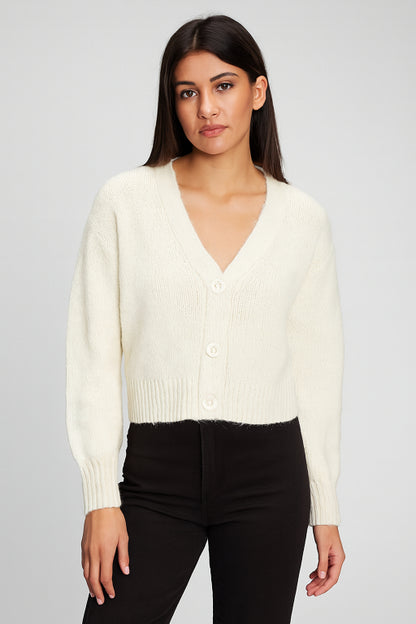 Open Front Buttons Closure White Cardigan