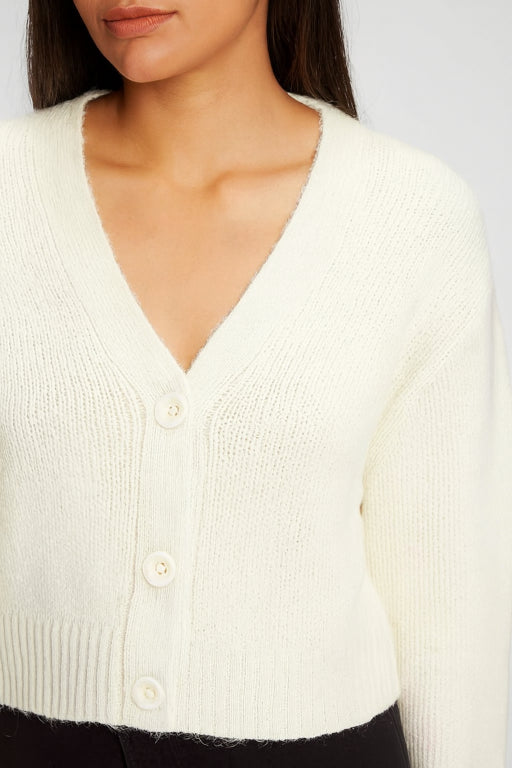 Open Front Buttons Closure White Cardigan