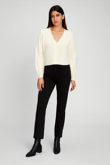 Open Front Buttons Closure White Cardigan