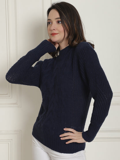 Acrylic Turtle Neck Full Sleeve Dark Blue Sweater