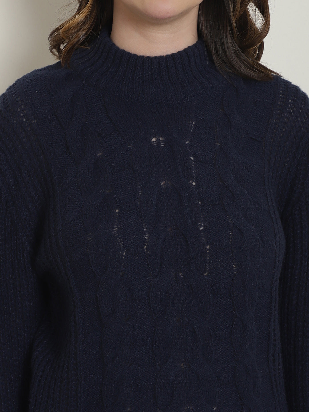 Acrylic Turtle Neck Full Sleeve Dark Blue Sweater