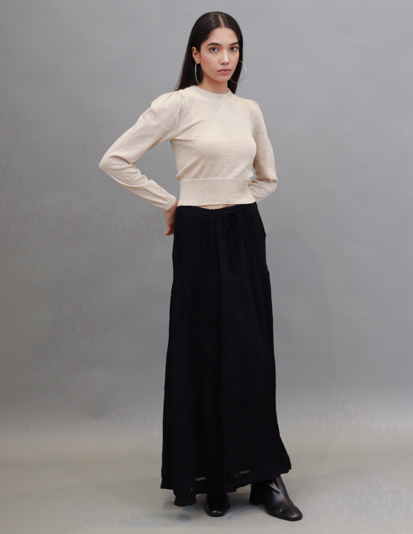 Viscose Long Sleeve with Round Neck Golden Top