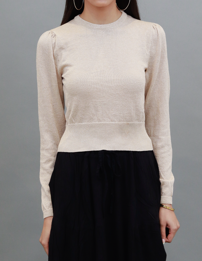 Viscose Long Sleeve with Round Neck Golden Top