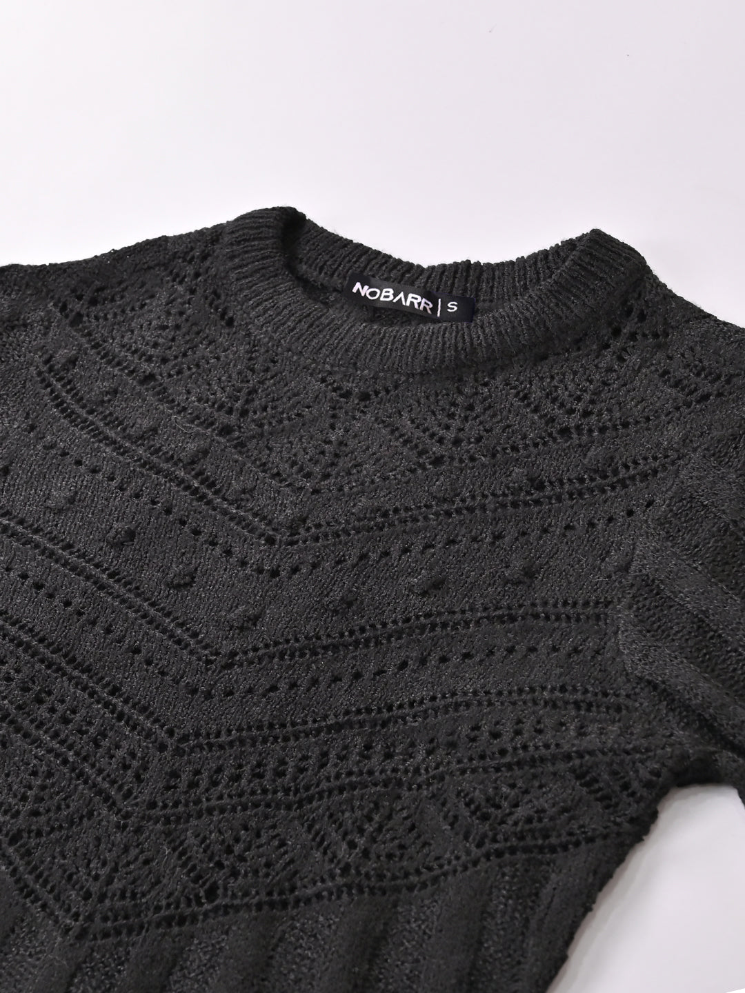 Acrylic Round Neck with Full Sleeve Black sweater