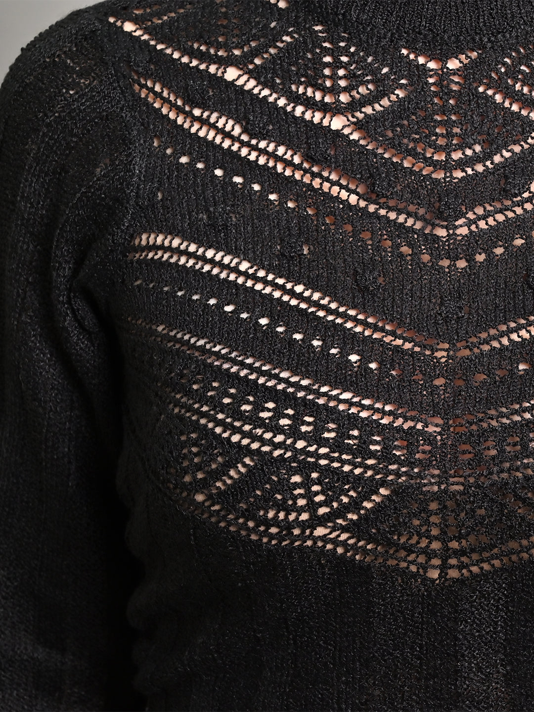 Acrylic Round Neck with Full Sleeve Black sweater