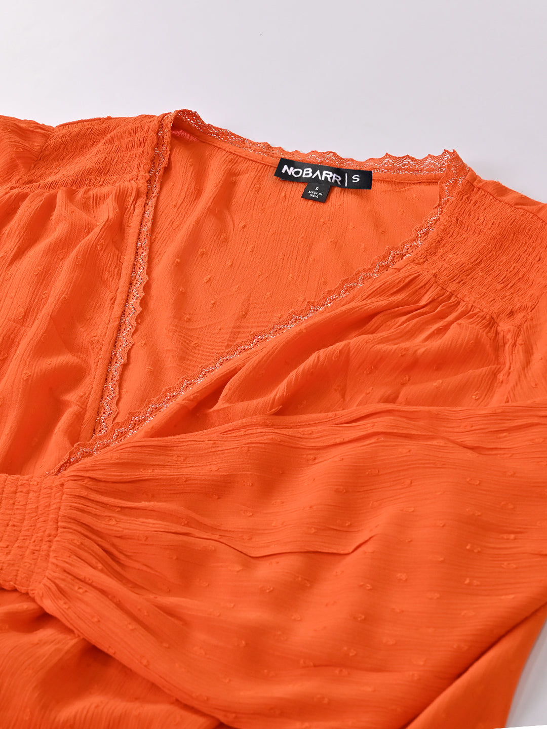 Rayon Full Sleeve with wrap v-neckline Orange Top