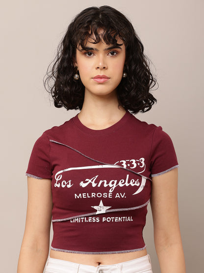 Cotton Wine Graphic Crop Top