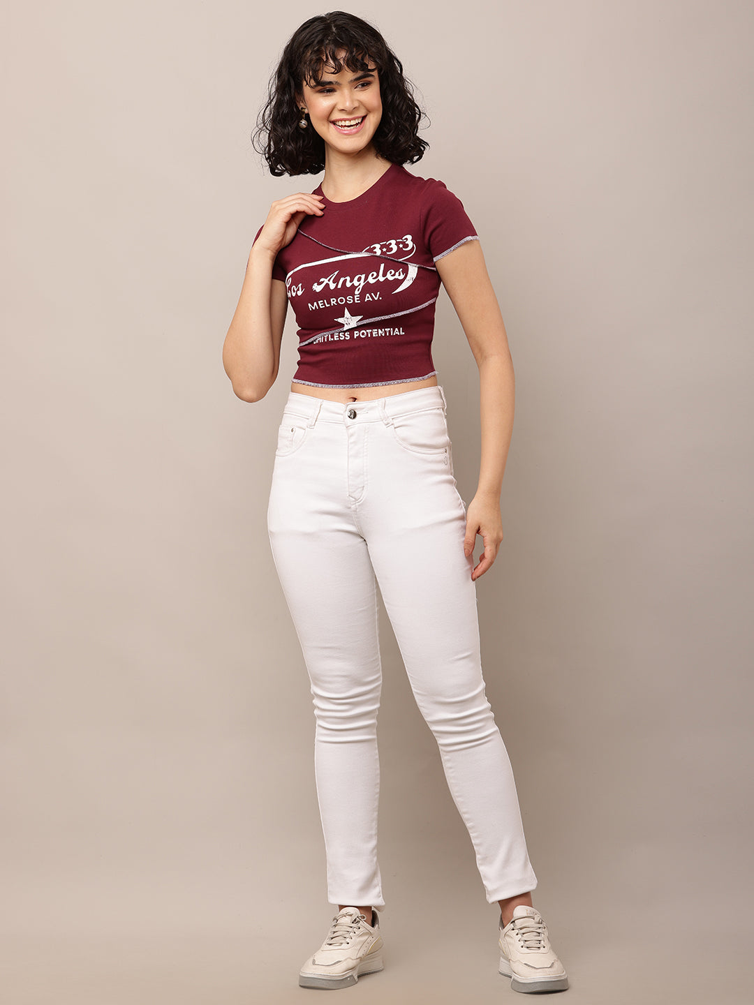 Cotton Wine Graphic Crop Top