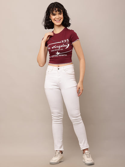 Cotton Wine Graphic Crop Top