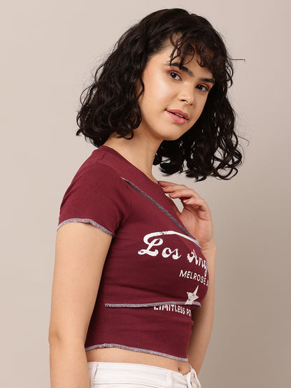 Cotton Wine Graphic Crop Top