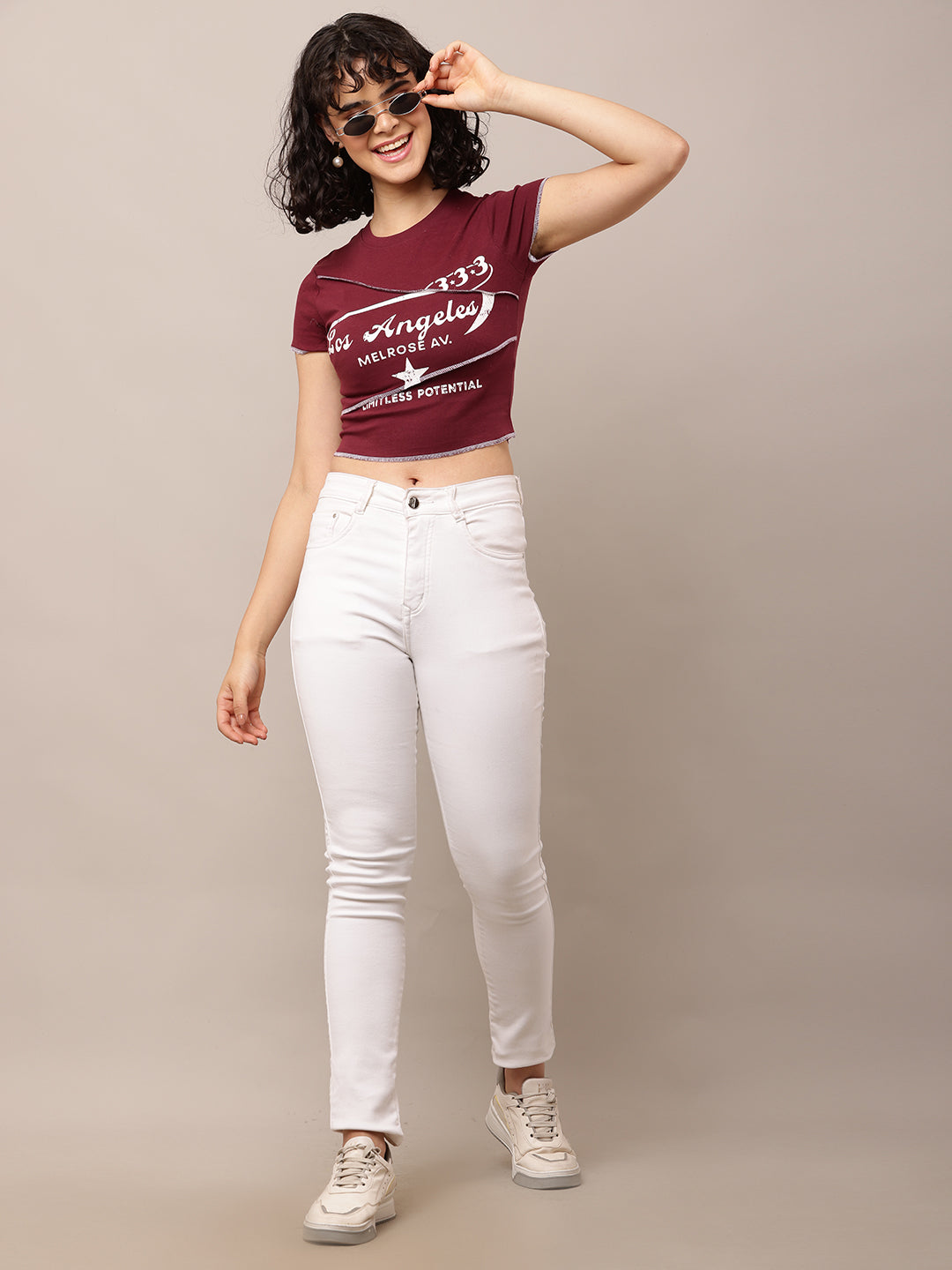 Cotton Wine Graphic Crop Top