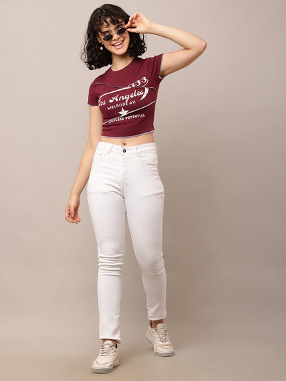 Cotton Wine Graphic Crop Top