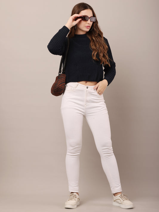 Cotton Full Sleeve with Round Neck Dark Blue Sweater