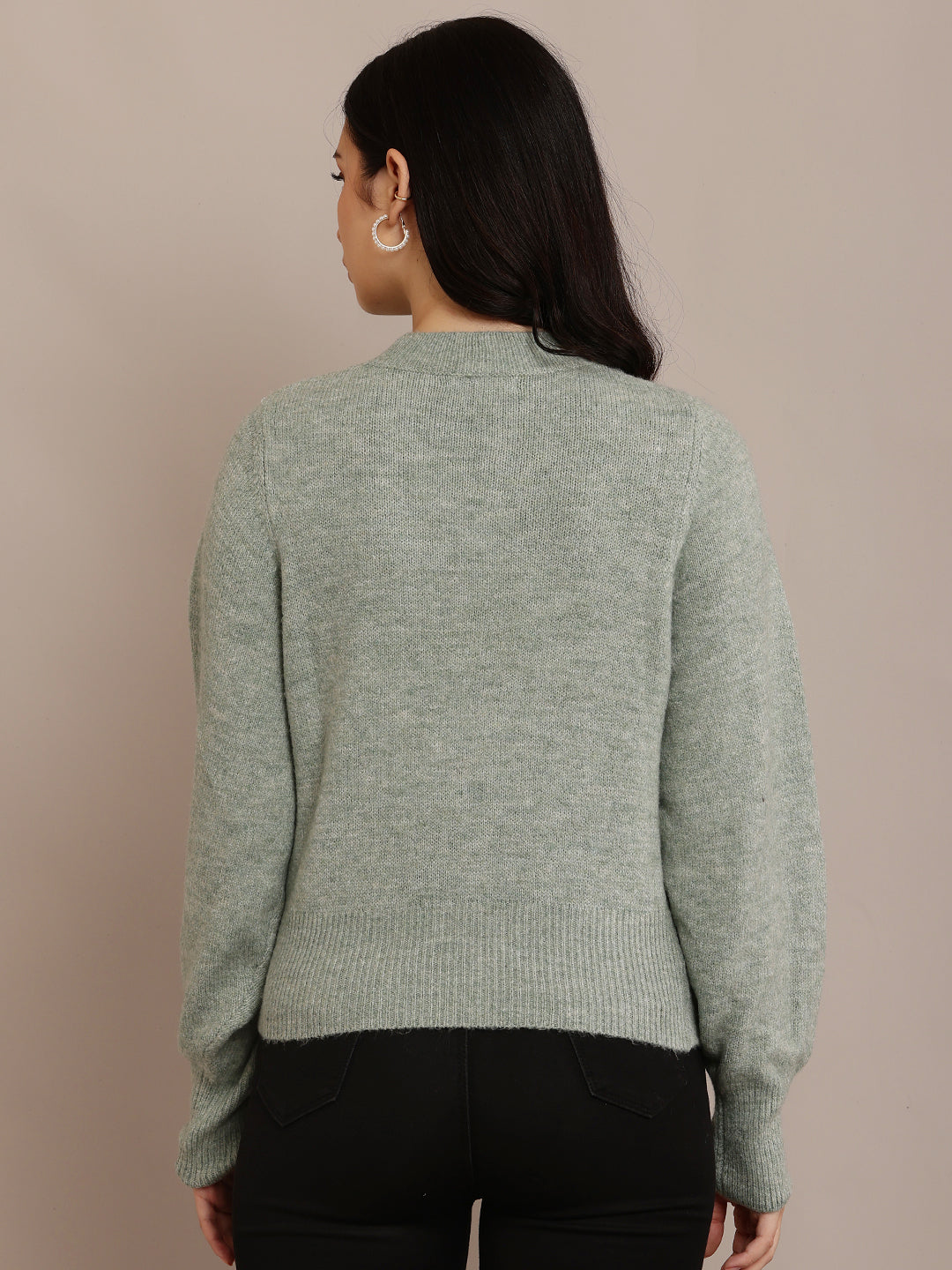 Acrylic Full Sleeve with Crew neck Green Sweater