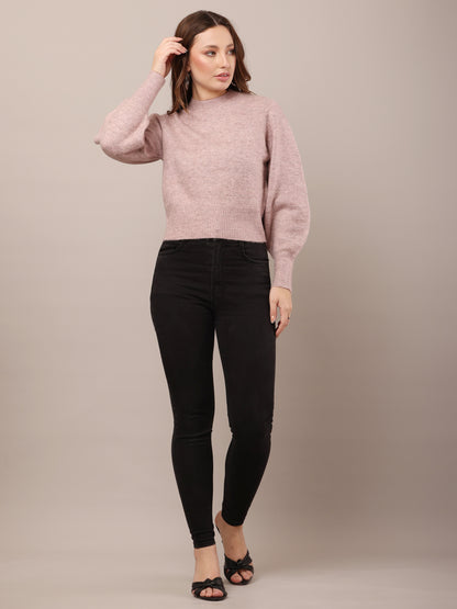 Acrylic Full Sleeve with Crew neck Light Peach Sweater