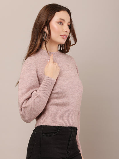 Acrylic Full Sleeve with Crew neck Light Peach Sweater