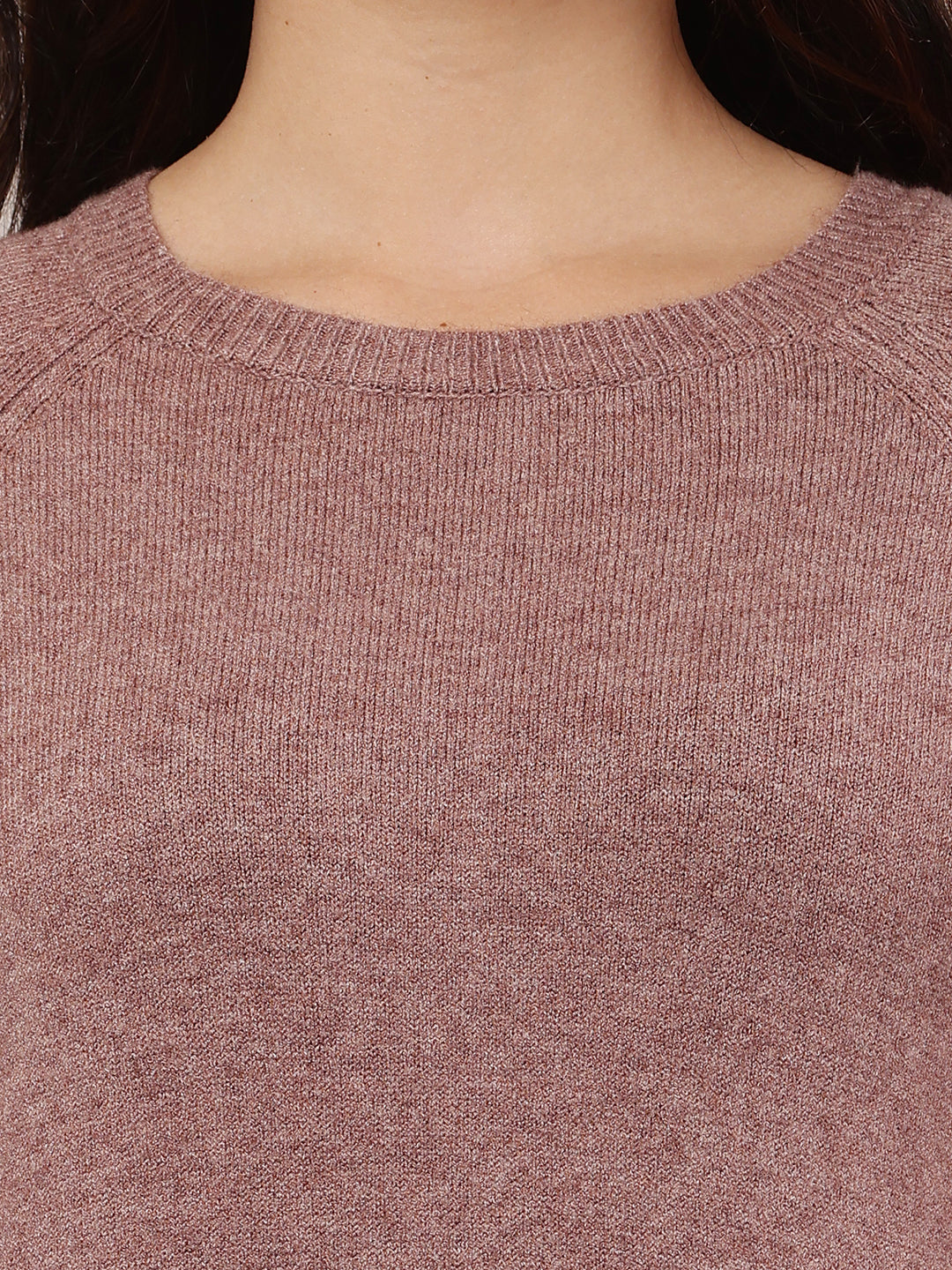 Polyester Full Sleeve with Round Neck Wine Sweater