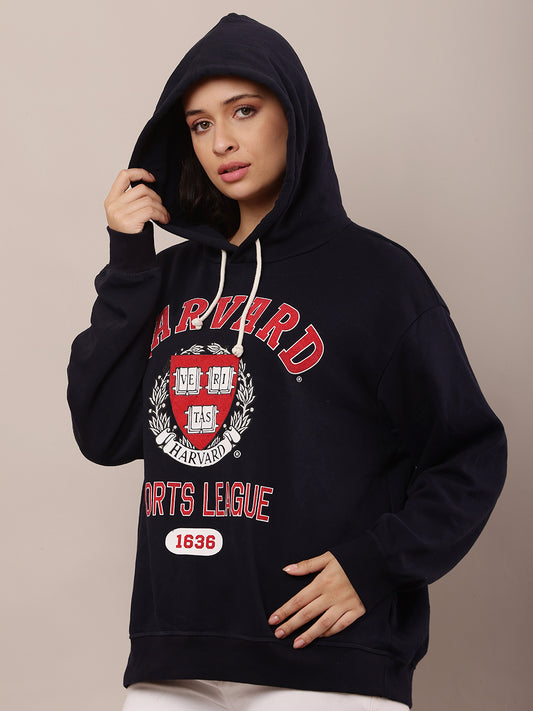 Cotton Full Sleeve with Hooded Dark Blue Sweatshirt