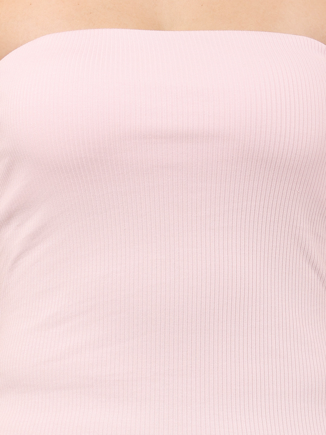 Viscose Sleeveless with Tube Neck Ribbed Fitted Party wears Dress White