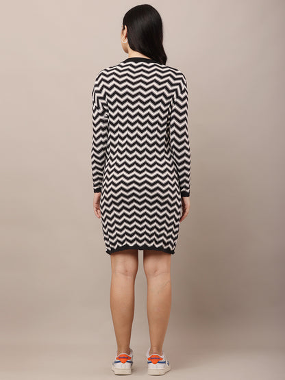 Viscose Full Sleeve with Round Neck Geometric Print Bodycon Dress