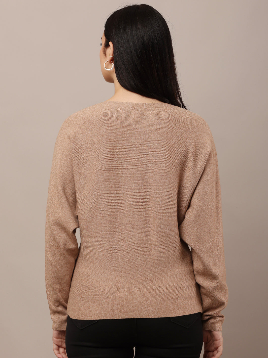 Acrylic V-Neck with Full Sleeve Brown Sweater