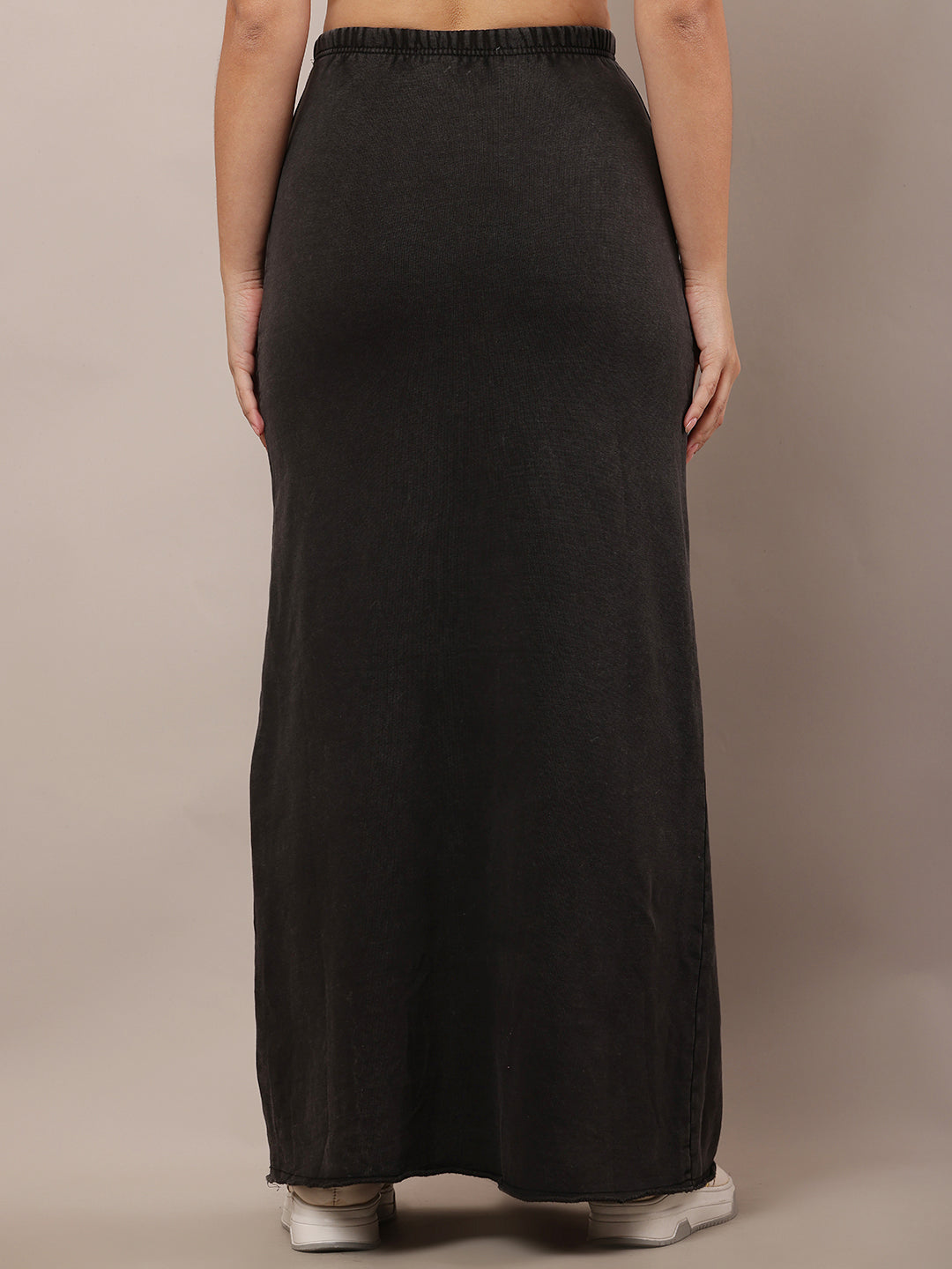Acrylic Elastic waistband A-Line Maxi Dark Grey Skirt