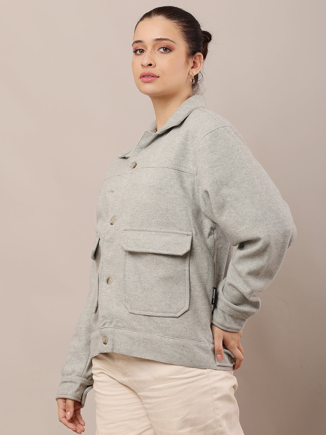 Cotton Full Sleeve with Shirt Collar Light Green Jacket