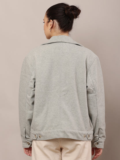 Cotton Full Sleeve with Shirt Collar Light Green Jacket