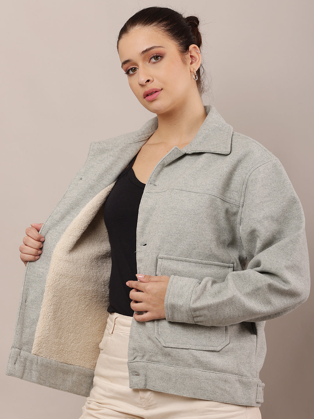 Cotton Full Sleeve with Shirt Collar Light Green Jacket