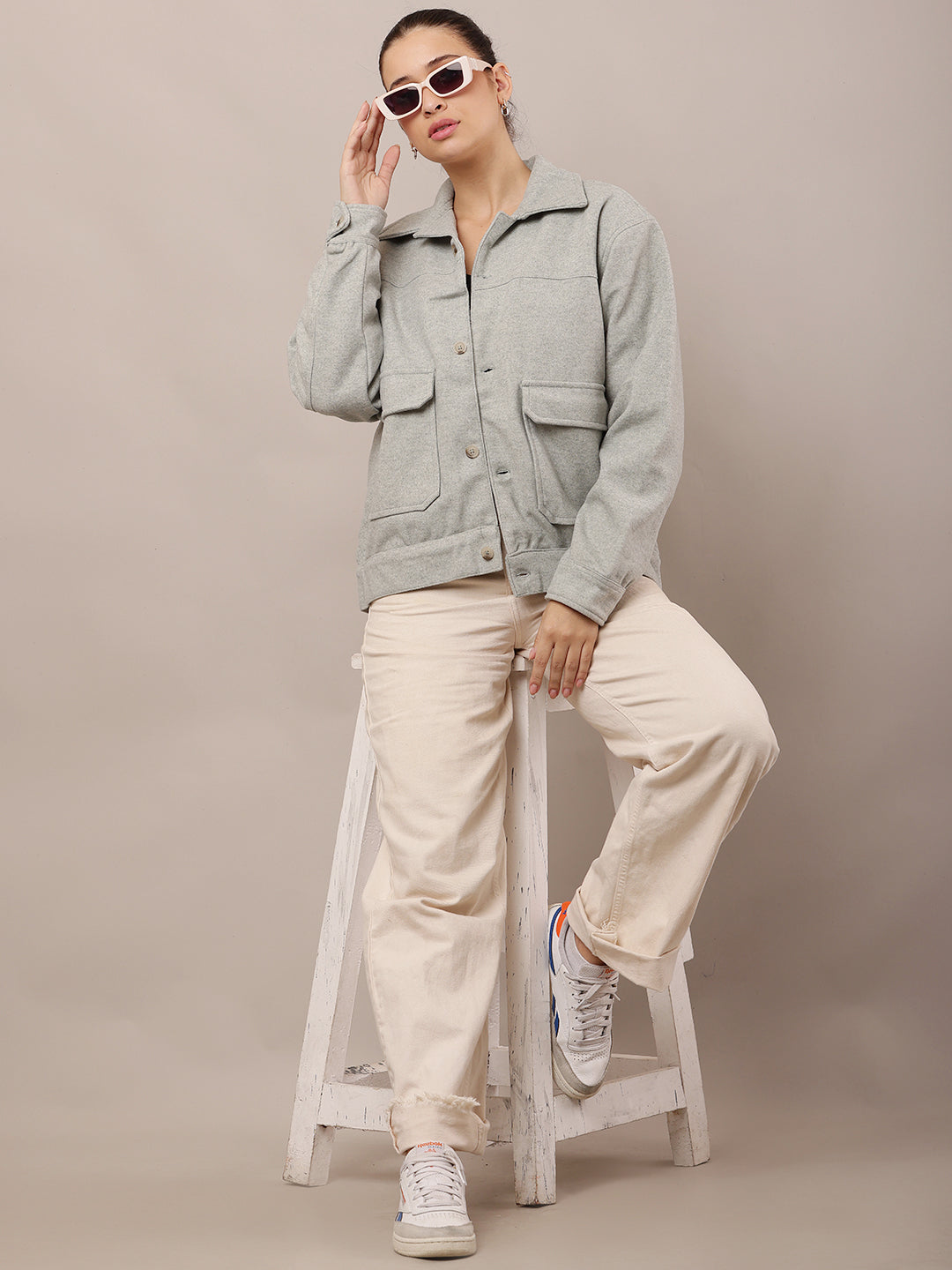 Cotton Full Sleeve with Shirt Collar Light Green Jacket