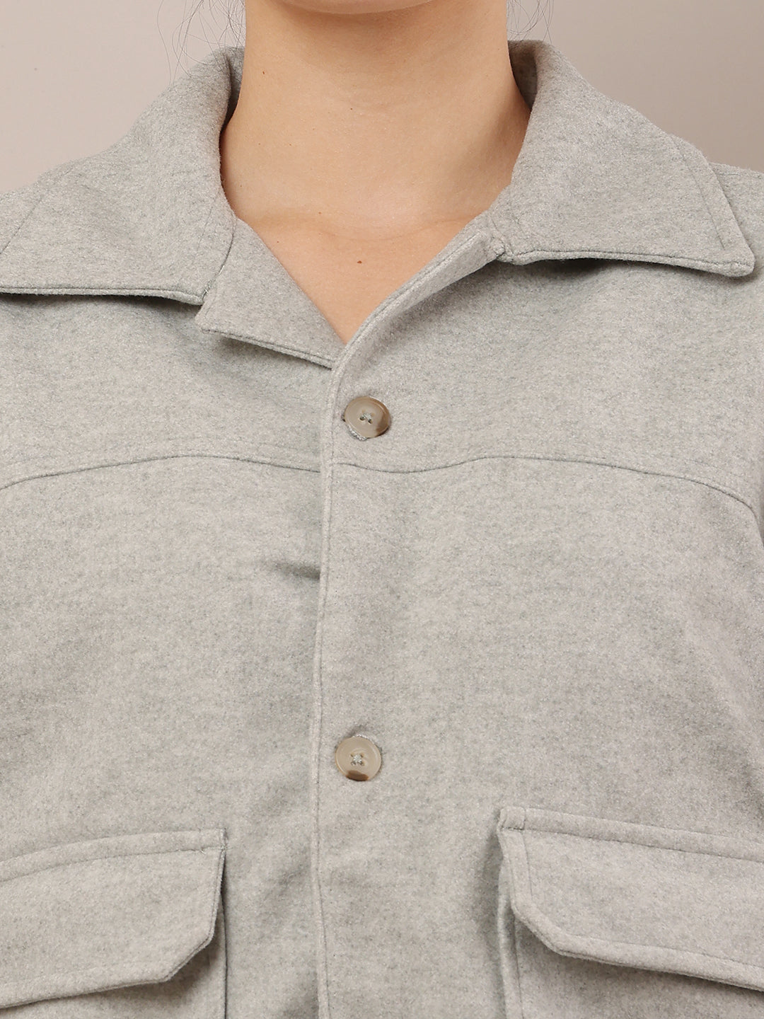 Cotton Full Sleeve with Shirt Collar Light Green Jacket