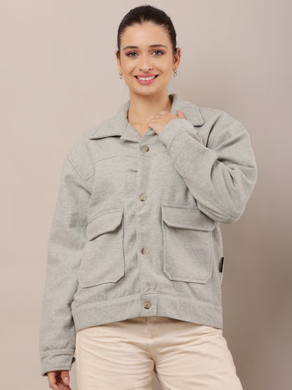 Cotton Full Sleeve with Shirt Collar Light Green Jacket