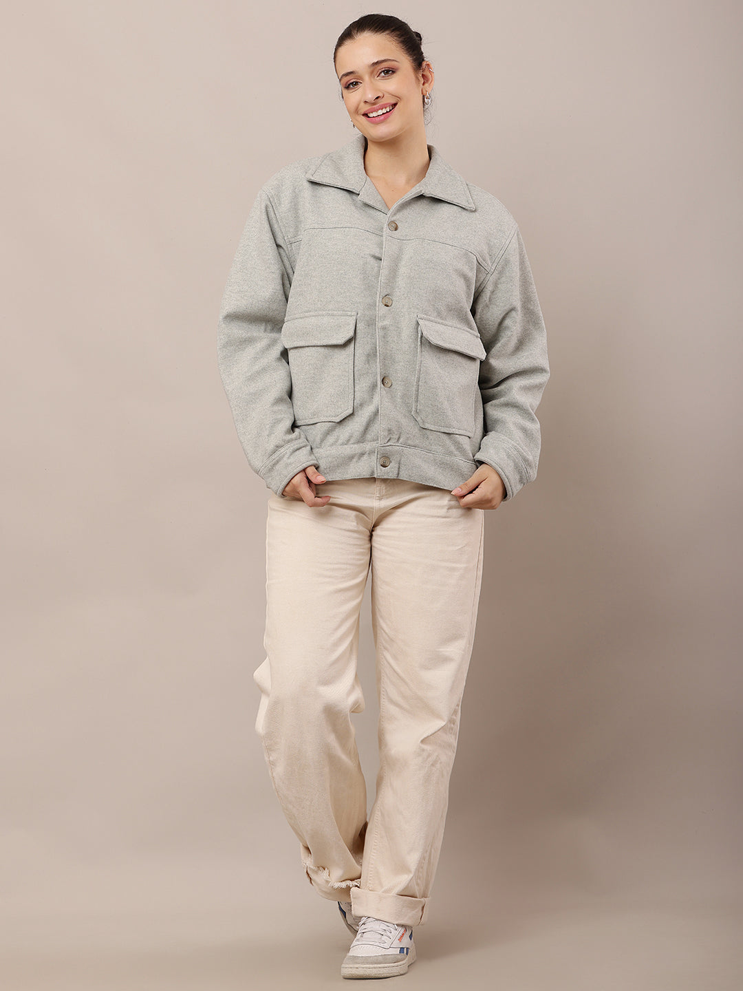 Cotton Full Sleeve with Shirt Collar Light Green Jacket