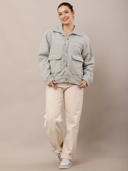 Cotton Full Sleeve with Shirt Collar Light Green Jacket