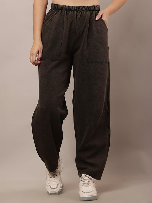 Cotton Elastic Waistband Comfort Fit, Dark Grey Trouser
