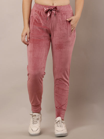 Polyester Elastic Waist with drawstring Winter Soft & Warm Light Wine Pyjama