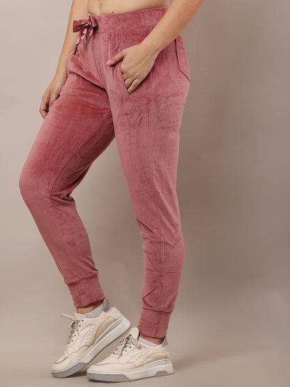 Polyester Elastic Waist with drawstring Winter Soft & Warm Light Wine Pyjama