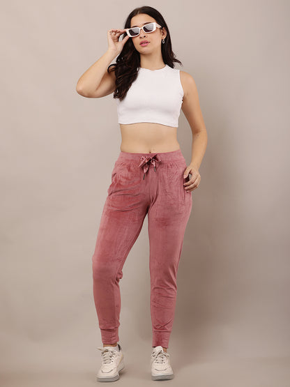 Polyester Elastic Waist with drawstring Winter Soft & Warm Light Wine Pyjama