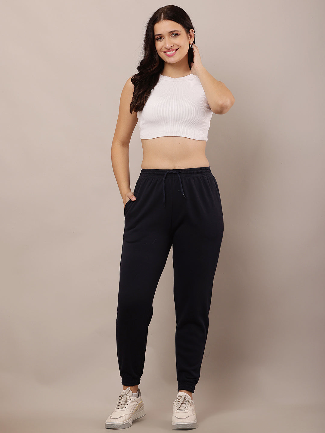Cotton Elastic with Drawstring Dark Blue Jogger