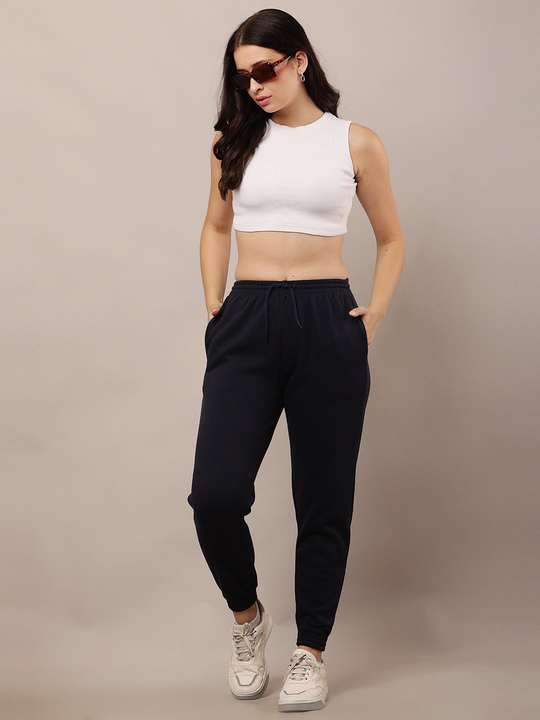 Cotton Elastic with Drawstring Dark Blue Jogger