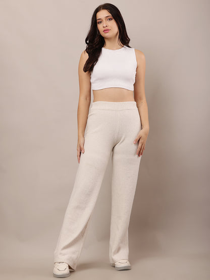 Polyester Elasticated Waistband off-white Trousers