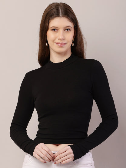 Acrylic Turtle Neck with Full Sleeve Black Sweater