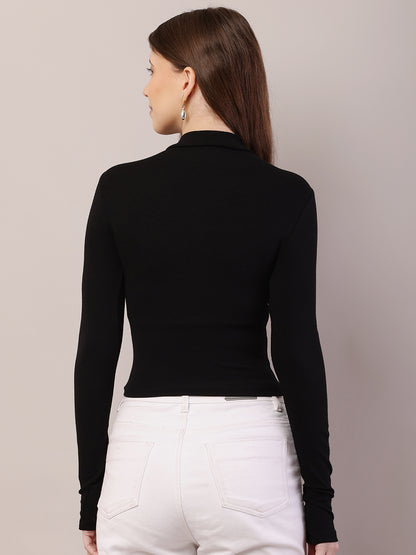Acrylic Turtle Neck with Full Sleeve Black Sweater